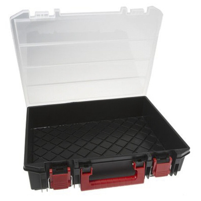 RS PRO 1 Cell Black, Red Polypropylene Compartment Box, 91mm x 416mm x 336mm