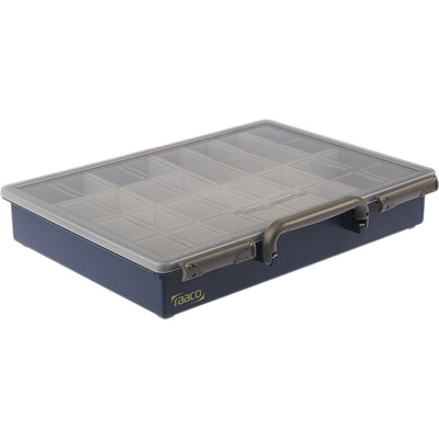 Raaco 17 Cell Grey, Transparent PP Compartment Box, 57mm x 340mm x 265mm