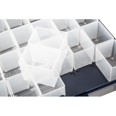 Raaco 50 Cell Blue PC, PP Compartment Box, 55mm x 425mm x 330mm