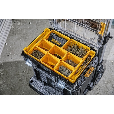10 Cell Yellow PC, Adjustable Compartment Box, 119mm x 440mm x 332mm