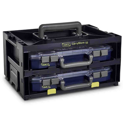 Raaco 2 Cell Black Compartment Box, 195mm x 386mm x 263mm