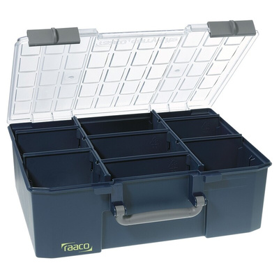 Raaco 9 Cell Blue PC, PP Compartment Box, 150mm x 415mm x 330mm