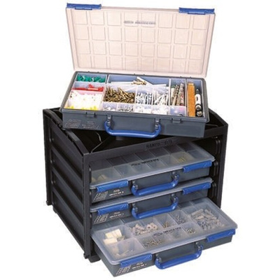 Raaco 64 Cell Black, Grey PC, PP, Adjustable Compartment Box, 310mm x 376mm x 265mm