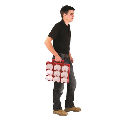 RS PRO 18 Cell Red, White Plastic Compartment Box, 330mm x 330mm x 130mm
