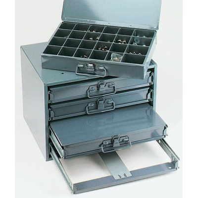 Durham 24 Cell Grey Steel Compartment Box, 76mm x 457mm x 304mm