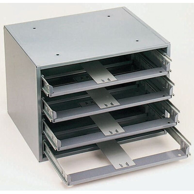 4 Cell Grey Steel Compartment Box, 381mm x 508mm x 400mm