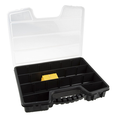 RS PRO 17 Cell Black, Transparent PP, Adjustable Compartment Box, 60mm x 395mm x 305mm