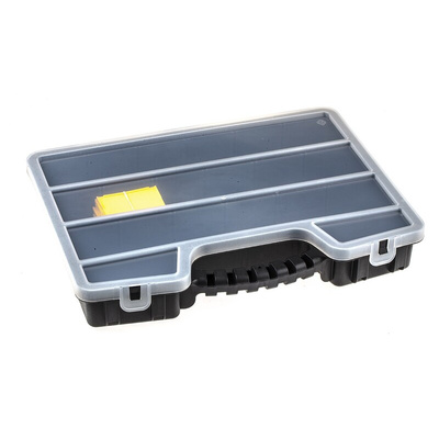 RS PRO 17 Cell Black, Transparent PP, Adjustable Compartment Box, 60mm x 395mm x 305mm