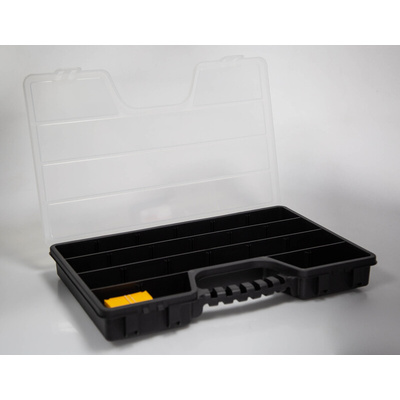 RS PRO 17 Cell Black, Transparent PP, Adjustable Compartment Box, 60mm x 510mm x 330mm