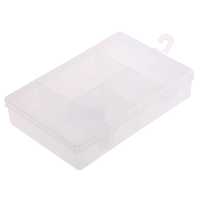 RS PRO 5 Cell Transparent PP Compartment Box, 40mm x 181mm x 125mm