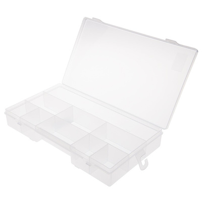 RS PRO 9 Cell Transparent PP Compartment Box, 38mm x 245mm x 143mm