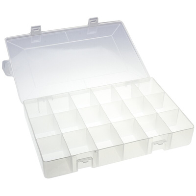 Plano 18 Cell Transparent PP Compartment Box, 40mm x 280mm x 180mm