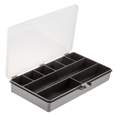 Raaco 9 Cell Black PP Compartment Box, 41mm x 271mm x 173mm