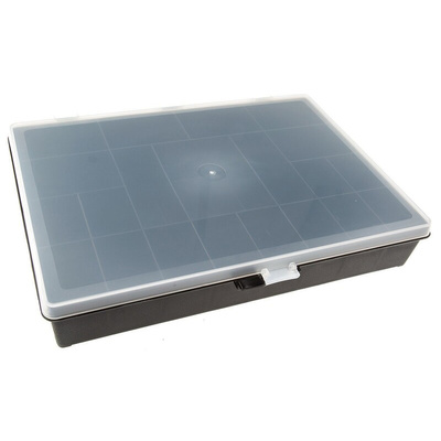 Raaco 21 Cell Black PP Compartment Box, 55mm x 332mm x 254mm