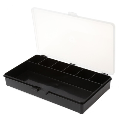 Raaco 7 Cell Black PP Compartment Box, 41mm x 271mm x 173mm