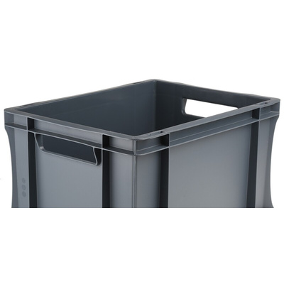 RS PRO 20L Grey Plastic Medium Euro Containers, 400mm x 300mm x 220mm