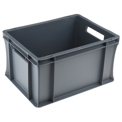 RS PRO 20L Grey Plastic Medium Euro Containers, 400mm x 300mm x 220mm