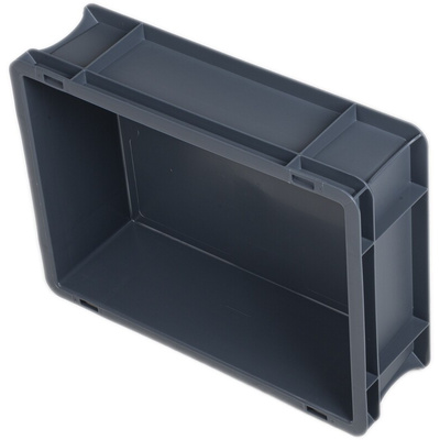 RS PRO 10L Grey PP Small Euro Containers, 120mm x 300mm x 400mm