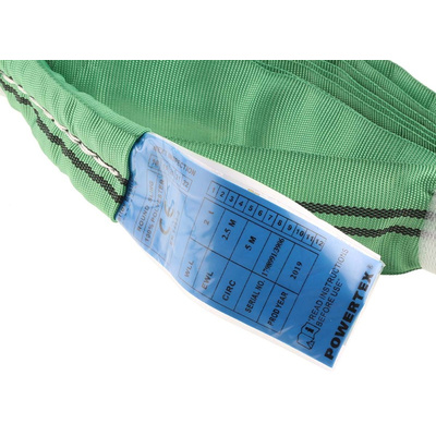 RS PRO 2.5m Green Lifting Sling Round, 2t