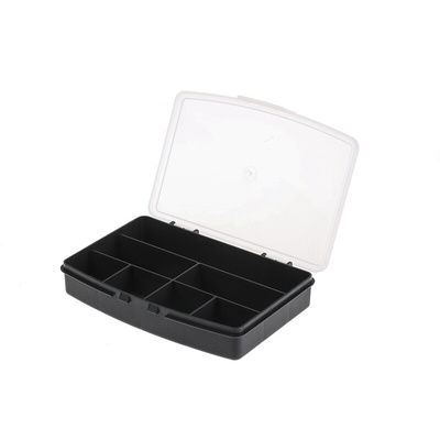 RS PRO 7 Cell Black PP Compartment Box, 30mm x 122mm x 175mm