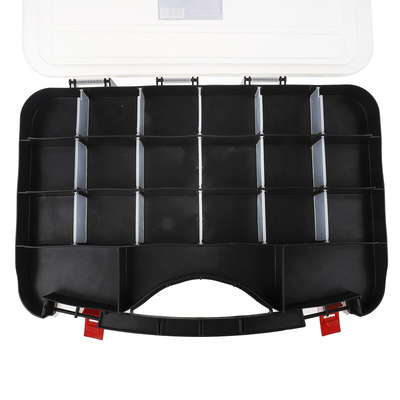 RS PRO 42 Cell Clear PP, Adjustable Compartment Box, 95mm x 420mm x 300mm