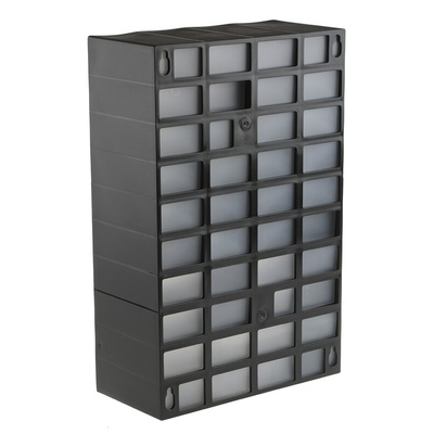 RS PRO 30 Drawer Unit, Plastic, 420mm x 270mm x 130mm, Black
