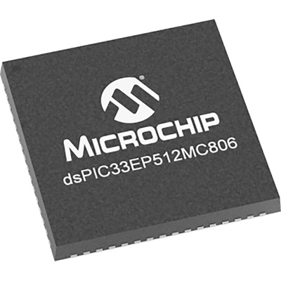 DSPIC33EP512MC806-I/MR Microchip DSPIC, 16bit Digital Signal Processor 60MHz 536 kB Flash 64-Pin QFN