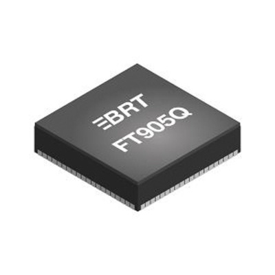Bridgetek FT905Q-C-T, 32bit FT32 Microcontroller, FT90, 100MHz, 256 kB Flash, 76-Pin QFN