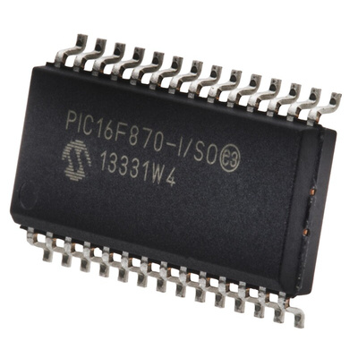 Microchip PIC16F870-I/SO, 8bit PIC Microcontroller, PIC16F, 20MHz, 2K x 14 words, 64 x 8 words Flash, 28-Pin SOIC