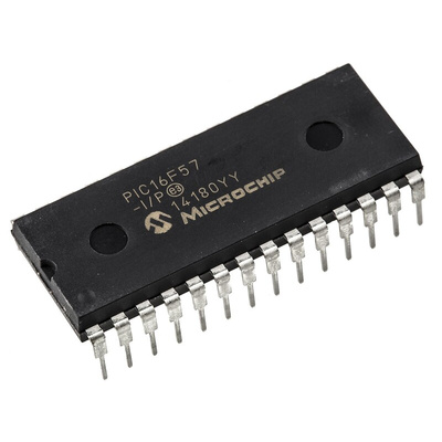 Microchip PIC16F57-I/P, 8bit PIC Microcontroller, PIC16F, 20MHz, 2048 x 12 words Flash, 28-Pin PDIP