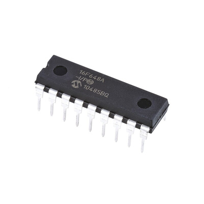 Microchip PIC16F648A-I/P, 8bit PIC Microcontroller, PIC16F, 20MHz, 4096 x 14 words, 256 B Flash, 18-Pin PDIP