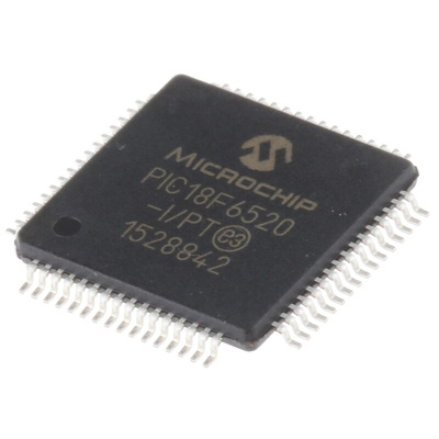 Microchip PIC18F6520-I/PT, 8bit PIC Microcontroller, PIC18F, 40MHz, 1.024 kB, 32 kB Flash, 64-Pin TQFP