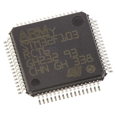 STMicroelectronics STM32F103RCT6, 32bit ARM Cortex M3 Microcontroller, STM32F1, 72MHz, 256 kB Flash, 64-Pin LQFP