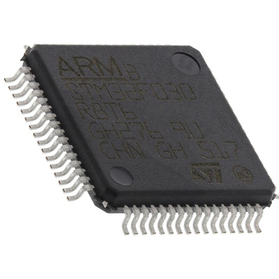 STMicroelectronics STM32F030R8T6, 32bit ARM Cortex M0 Microcontroller, STM32F0, 48MHz, 64 kB Flash, 64-Pin LQFP