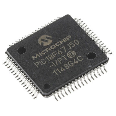 Microchip PIC18F67J50-I/PT, 8bit PIC Microcontroller, PIC18F, 48MHz, 128 kB Flash, 64-Pin TQFP