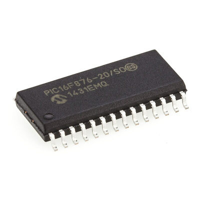 Microchip PIC16F876-20/SO, 8bit PIC Microcontroller, PIC16F, 20MHz, 256 x 8 words, 8K x 14 words Flash, 28-Pin SOIC