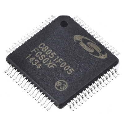 Silicon Labs C8051F005-GQ, 8bit 8051 Microcontroller, C8051F, 25MHz, 32 kB Flash, 64-Pin TQFP