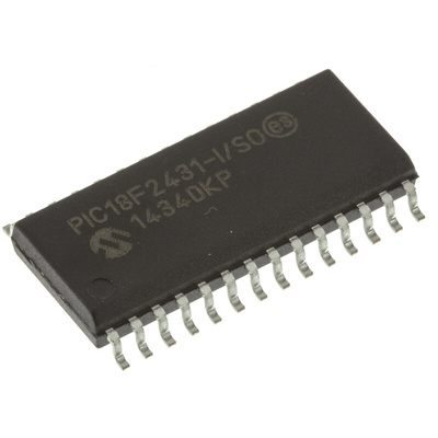 Microchip PIC18F2431-I/SO, 8bit PIC Microcontroller, PIC18F, 40MHz, 16.384 kB, 256 B Flash, 28-Pin SOIC