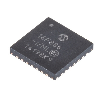 Microchip PIC16F886-I/ML, 8bit PIC Microcontroller, PIC16F, 20MHz, 8192 x 14 words, 256 B Flash, 28-Pin QFN