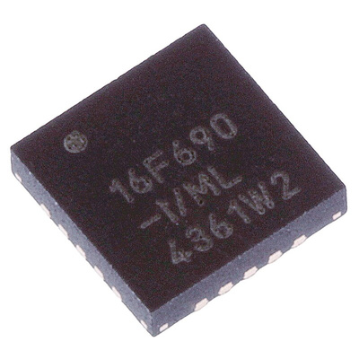 Microchip PIC16F690-I/ML, 8bit PIC Microcontroller, PIC16F, 20MHz, 256 B, 4096 x 14 words Flash, 20-Pin QFN