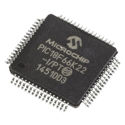 Microchip PIC18F66K22-I/PT, 8bit PIC Microcontroller, PIC18F, 64MHz, 1 kB, 64 kB Flash, 64-Pin TQFP