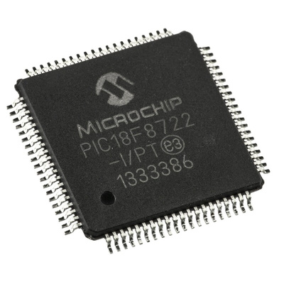 Microchip PIC18F8722-I/PT, 8bit PIC Microcontroller, PIC18F, 40MHz, 1.024 kB, 128 kB Flash, 80-Pin TQFP