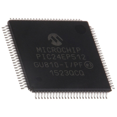 Microchip PIC24EP512GU810-I/PF, 16bit PIC Microcontroller, PIC24EP, 70MHz, 536 kB Flash, 100-Pin TQFP