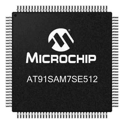 Microchip AT91SAM7SE512B-AU, 32bit ARM7TDMI Microcontroller, AT91, 48MHz, 512 kB Flash, 128-Pin LQFP