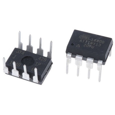 Microchip ATTINY13-20PU, 8bit AVR Microcontroller, ATtiny13, 20MHz, 1 kB Flash, 8-Pin PDIP