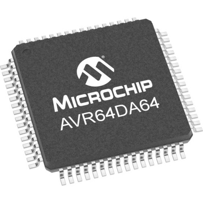 Microchip AVR64DA64-I/PT, 8bit AVR Microcontroller, AVR® DA, 24MHz, 64 kB Flash, 64-Pin TQFP