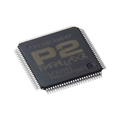 Parallax Inc P2X8C4M64P, 32bit Microcontroller MCU, Propeller, 25MHz, 16 kB ROM, 100-Pin TQFP
