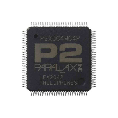 Parallax Inc P2X8C4M64P, 32bit Microcontroller MCU, Propeller, 25MHz, 16 kB ROM, 100-Pin TQFP