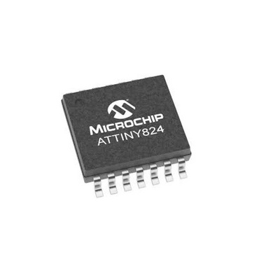 Microchip ATTINY824-XU AVR CPU Microcontroller, AVR, 20MHz, 8 kB Flash, 14-Pin TSSOP