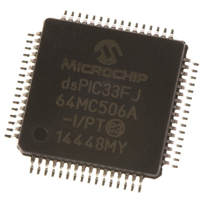 Microchip dsPIC33FJ64MC506A-I/PT, 16bit dsPIC Microcontroller, dsPIC33F, 40MIPS, 64 kB Flash, 64-Pin TQFP